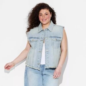 Wild Fable NWT Indigo Oversized Trucker Denim Vest Size XXL